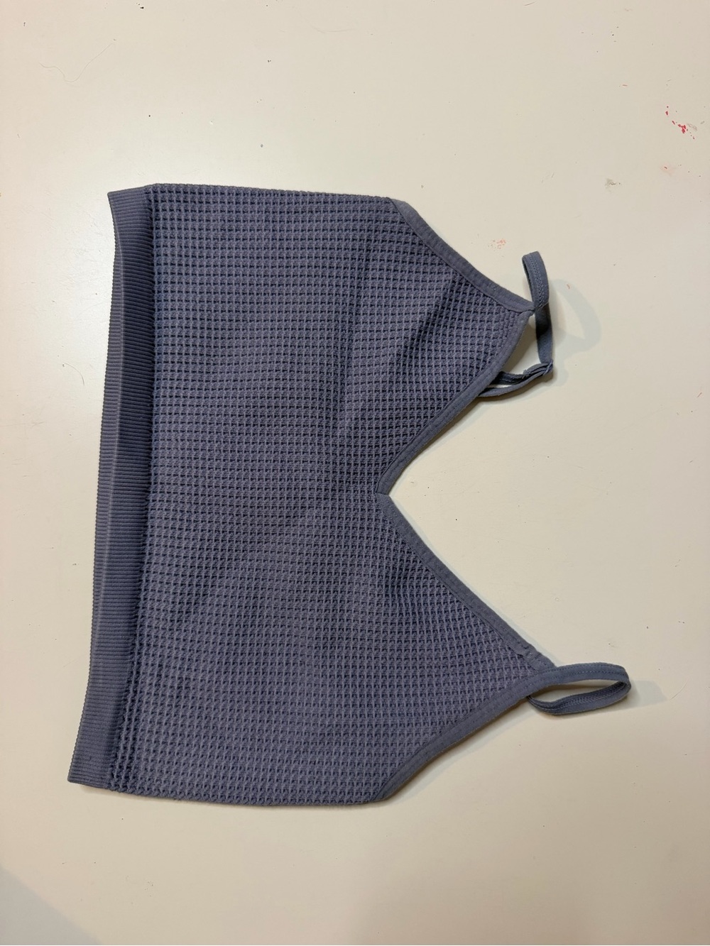 Bozzolo Waffle Knit Crop Top in Slate Blue